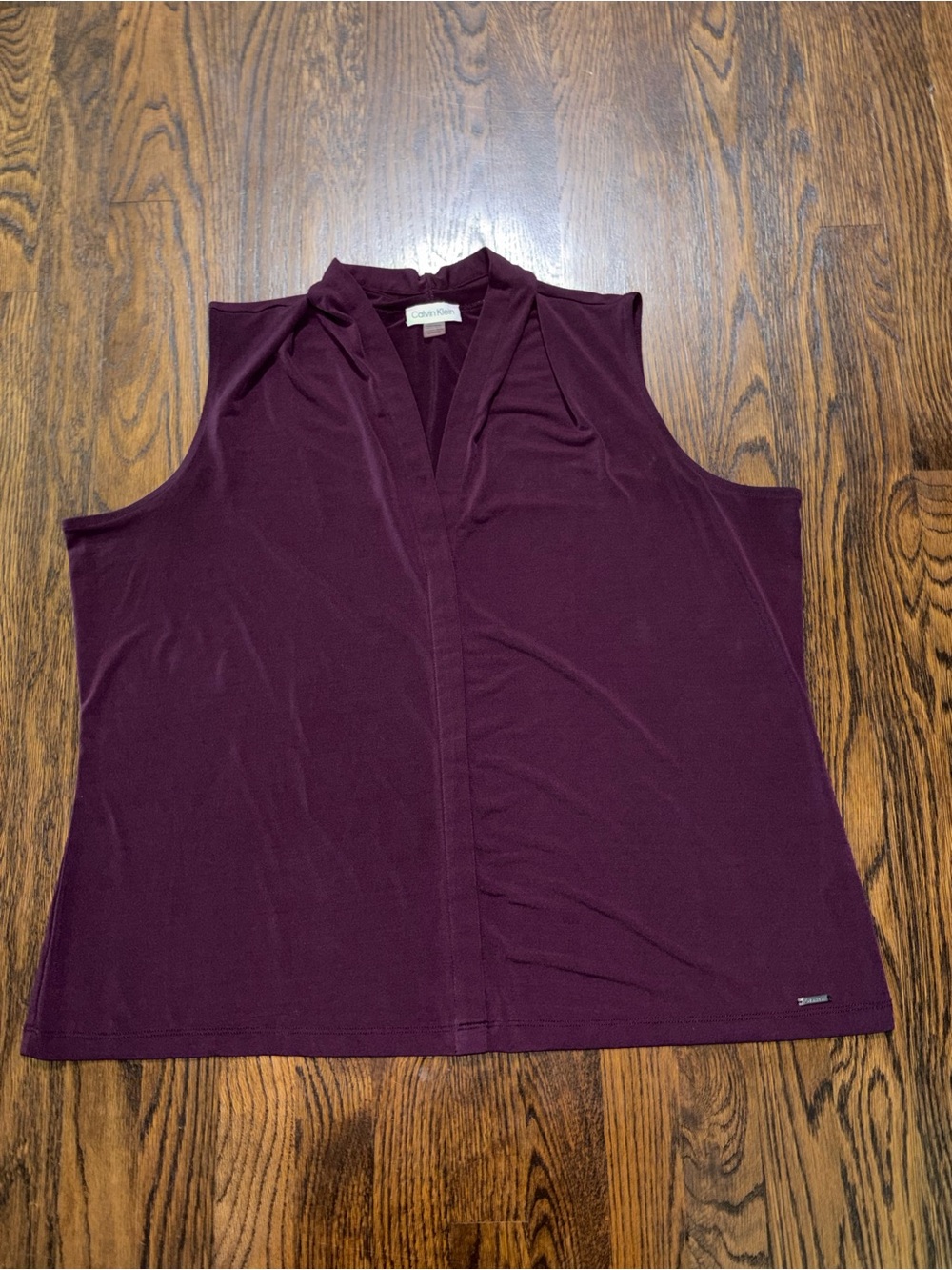 Calvin Klein Purple Knit Draped Sleeveless V-Neck Pullover Camisole Size 1X